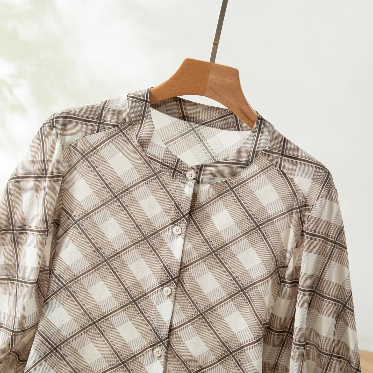 Winsleter-100% Camicia elegante in vera seta, plaid da donna con maniche a pipistrello o collo, camicetta ampia casual retrò francese, estate 2025 T56303CC