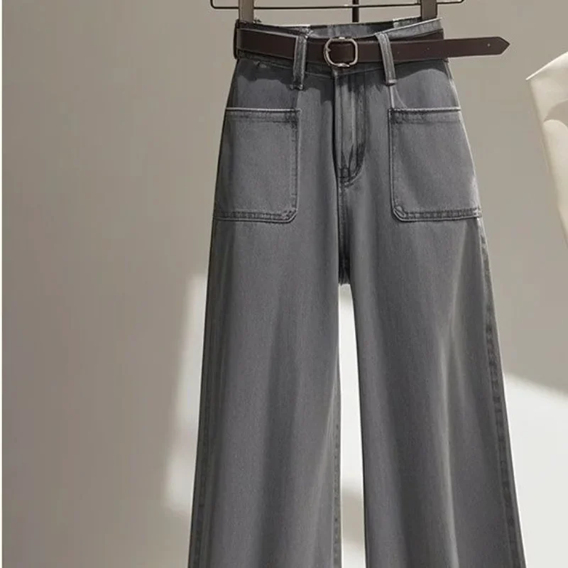 New Pant Sets Spring and Autumn Korean Chic Diamond Lattice Waist Knit Cardigan Top Light Luxury with Wide Leg Jeans Set Women