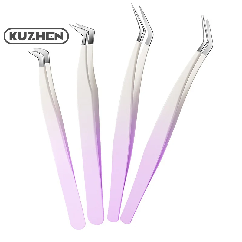 1 Pcs Eyelash Tweezers Extension Stainless Steel Superhard Tweezers With Fiber Tips High Precision Anti-Static Tweezers