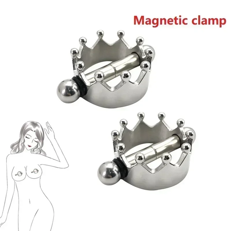 2PCS Metal Crown Breast Clamp for Women's Nipple Depression Correction Device Restraint Nipple Clip Sex Toy For Couples Flirting