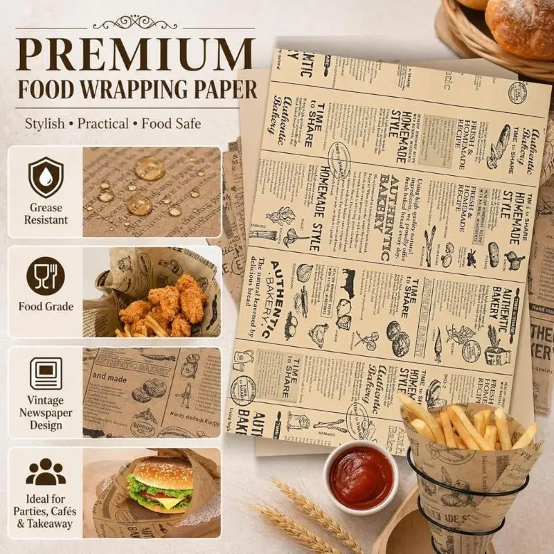 

100Pcs Baking Parchment Paper None Baking Paper Wrapping Paper for Baking Bread Pizza Basket Liners 87HA