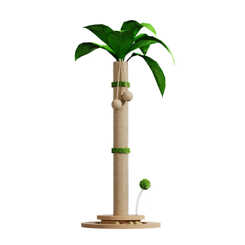 Solid wood vertical sisal cat scratching column cat scratching board sword hemp rope  climbing frame integrated large