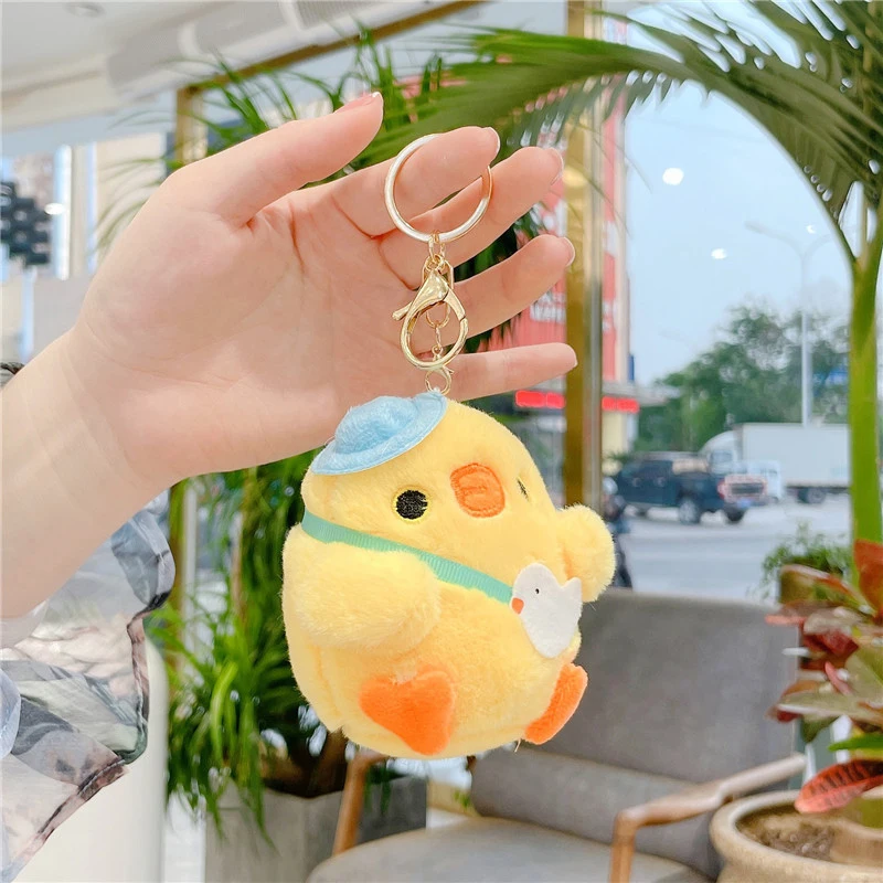 Lindo pequeño bolso de pollo amarillo colgante muñeco de peluche Netred Chick llavero regalo