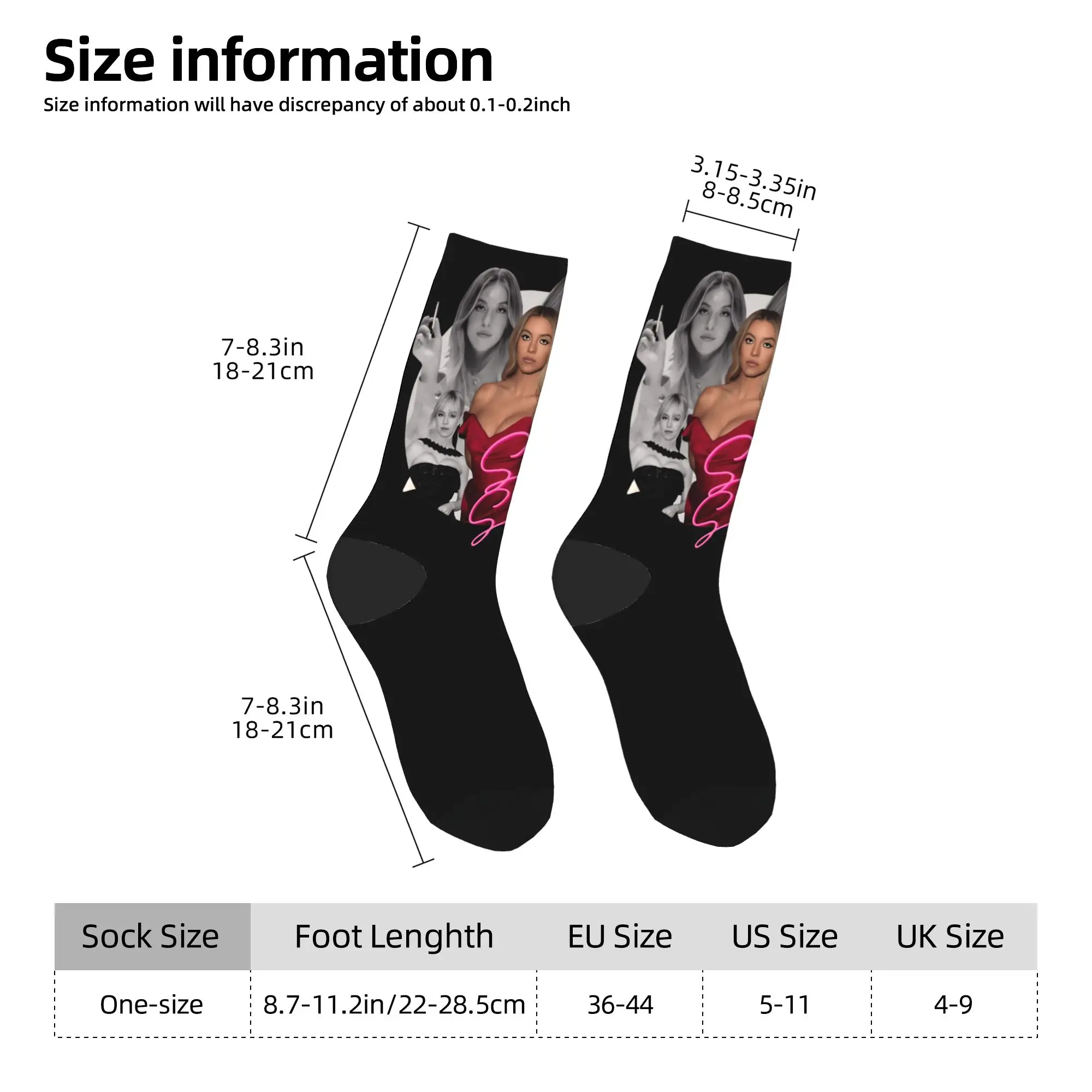 للجنسين الرجال الجوارب سيدني سويني الممثلة الأمريكية جوارب الخريف الحديثة متوسطة جوارب ناعمة مخصص تسلق الجوارب غير زلق #5