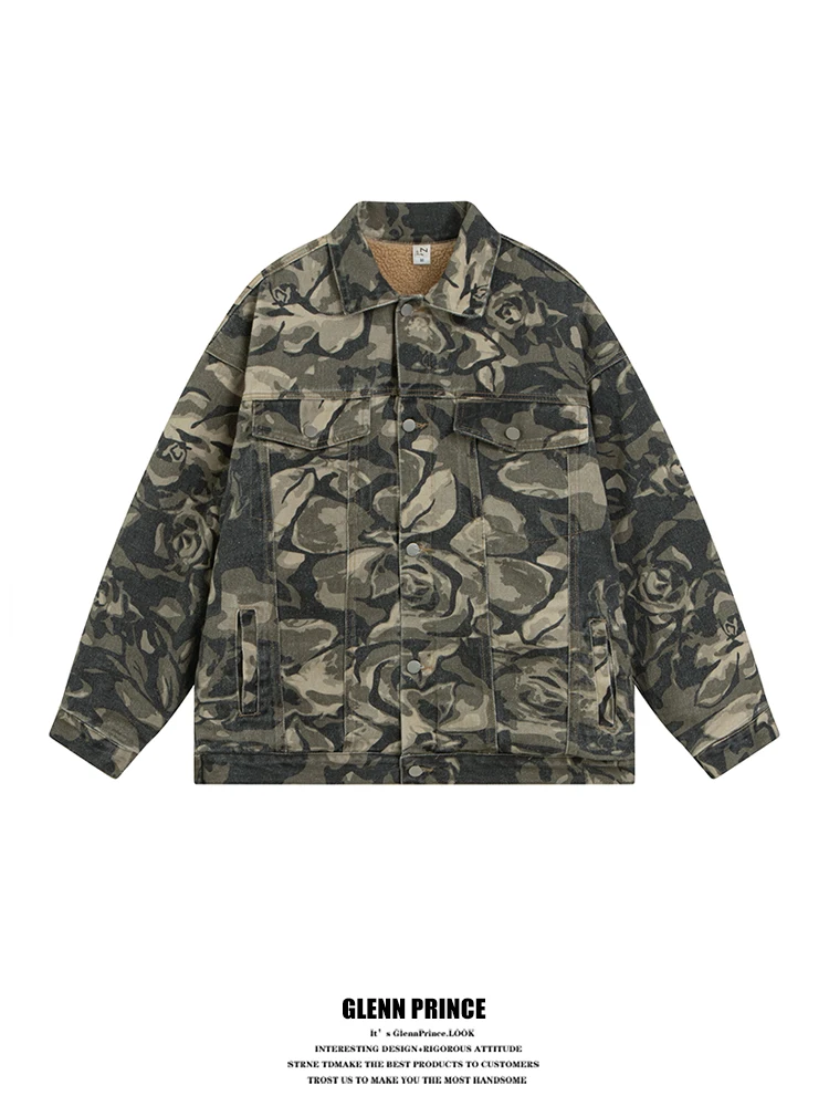 

GPstudio American Trendy Camouflage Fce Lined Thiened Men's Cotton Workwear Winter Warm Outerwear Youth Casual Sle