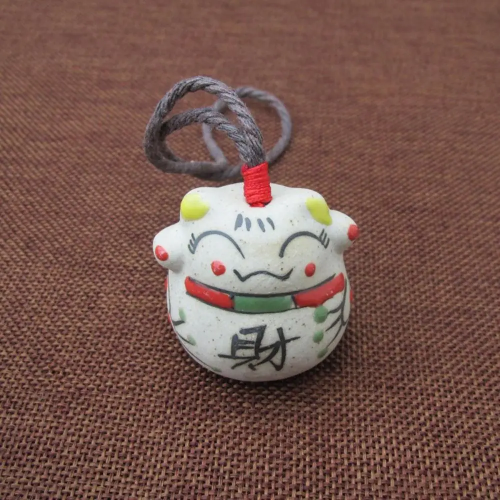 Fashion Bag Accessory Girl Gift Chinese Character Ceramic Lucky Cat Wind Chime Hanging Decorations Bag Pendent Bell Key Chain