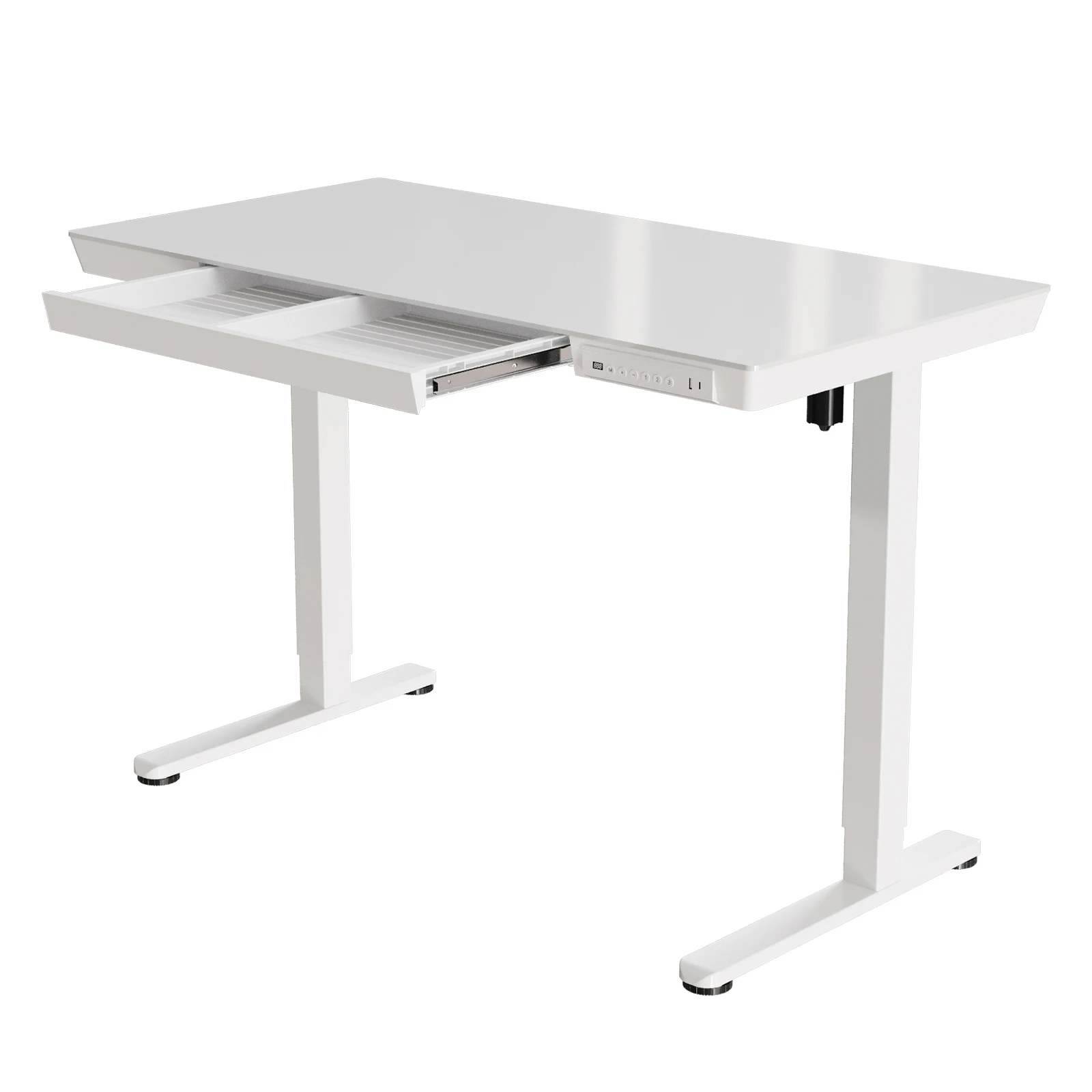 Home Office Height Adjustable Modern Modular Computer Standing Desk Tempered Glass Desktop Load 50kg/110lbs