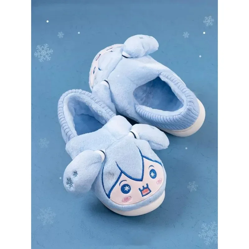 Hatsune Miku anime circostante cartone animato carino peluche pantofole di cotone caldo elastico con vite scarpe casual per la casa e