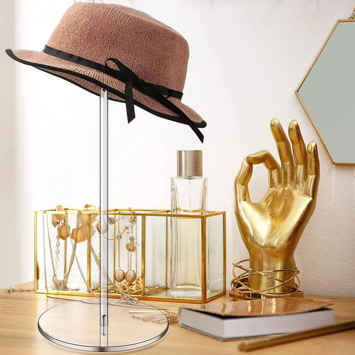 Acrylic Hat Stand Wig Display Rack Clear Hat Stand Baseball Hat Rack Multifunctional Anti-Slip Decorative Hat Display Stand