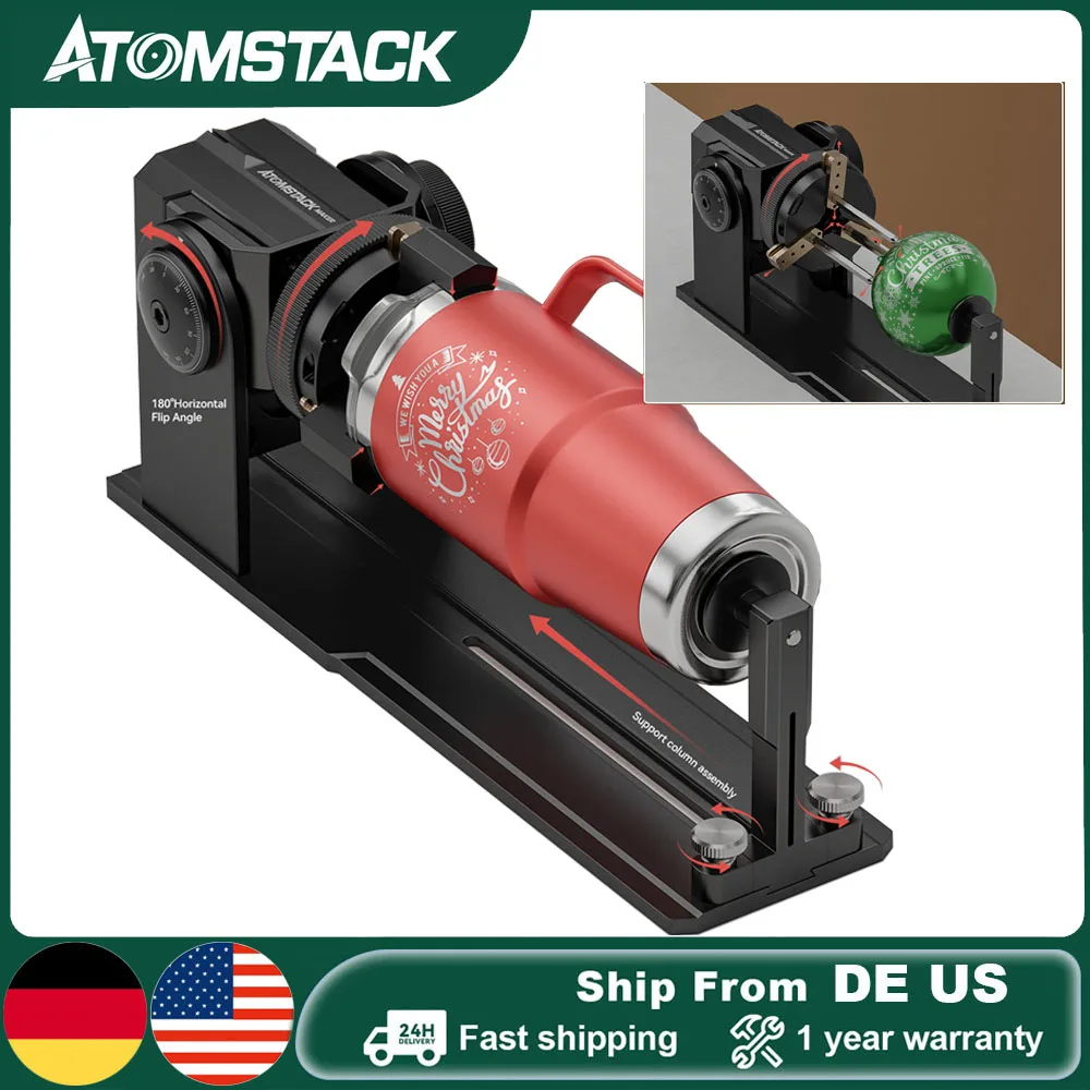 

ATOMSTACK R1 V2 Rotary Roller 360° Rotating Engraving Cylindrical Objects Compatible With All Framework-Style Laser Engraver