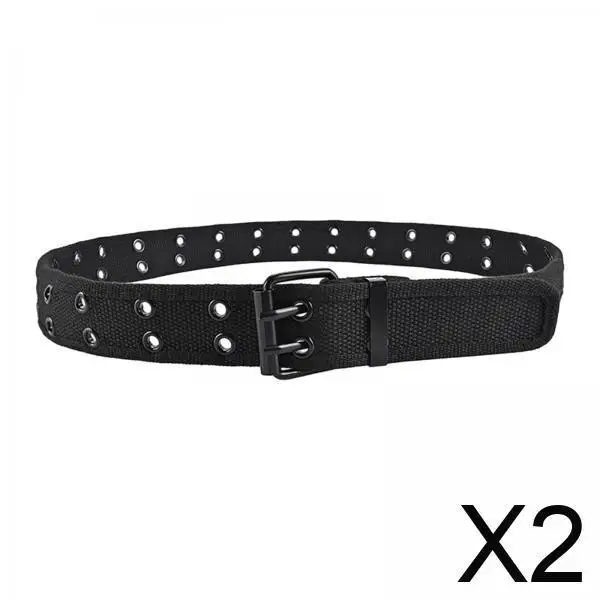 

Холщовый ремень с двойными люверсами, регулируемый поясной ремень в стиле панк, модный брючный ремень для мужчин и женщин, вечерние повседневные