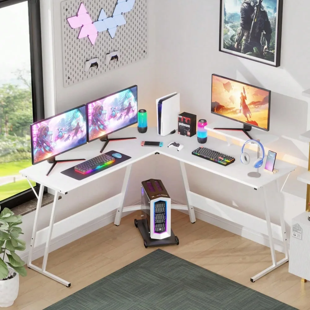 

L Shaped 51 Inch Gaming Desk,Corner Computer Desk,PC Gaming Desk,Writing Workstation With Large Monitor Stand
