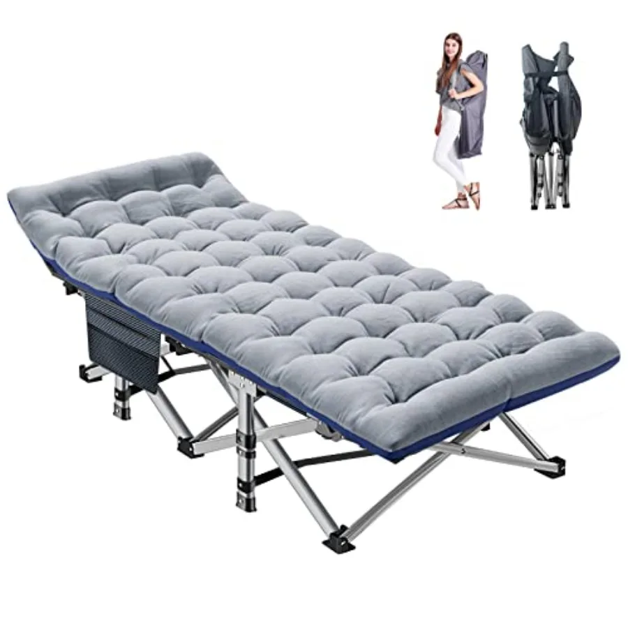 

Складная походная кровать для взрослых, портативная раскладушка с матрасом, сверхпрочная уличная кровать с сумкой для переноски, ткань Оксфорд 1200D, для сна