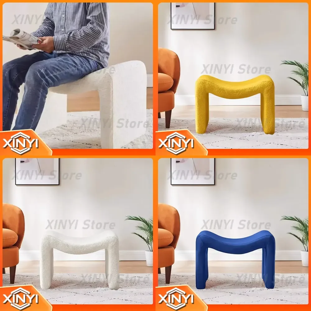 Cream Fabric Entryway Bench for Modern Farmhouse Shoe Stool Plush Accent Chair for Bedroom Minimalist Luxury Home Seat for