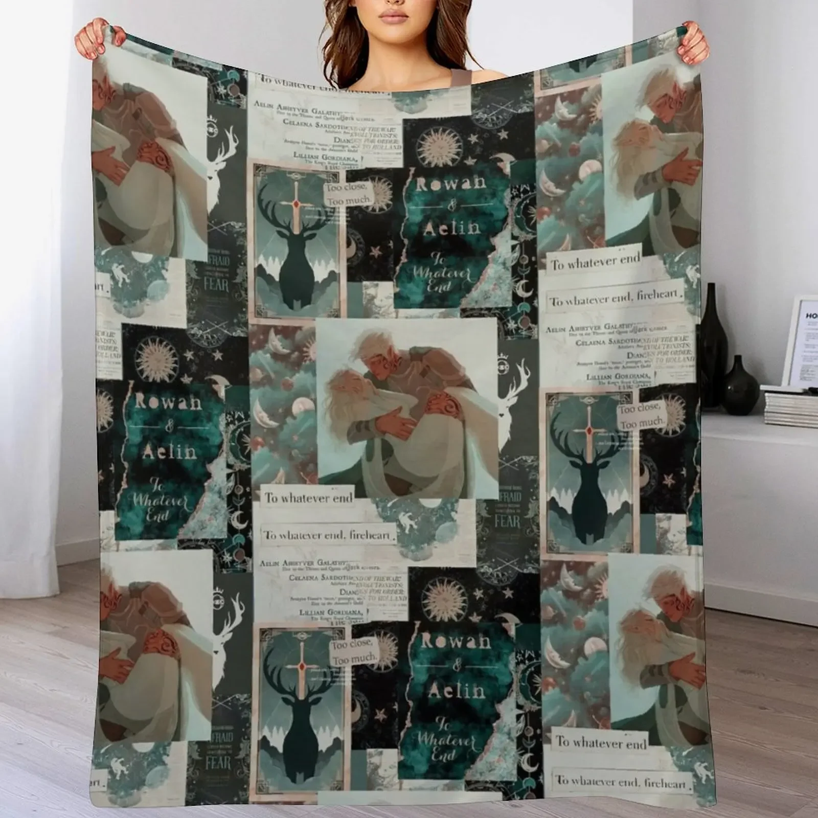

New Throne of glass aelin and rowan Throw Blanket Vintage Flannel Fabric Soft Decorative Sofas Blankets