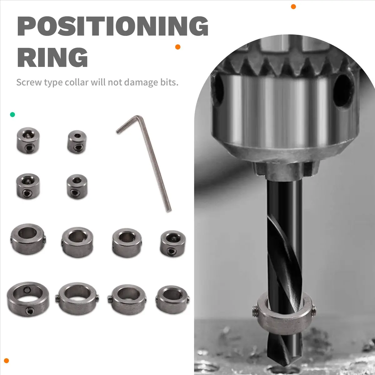 

(HOPE) 3-16mm Drill Depth Stop Bit Collar Set Drilling Limit Ring Drill Bit Depth Stop Collar Drilling Limit Ring