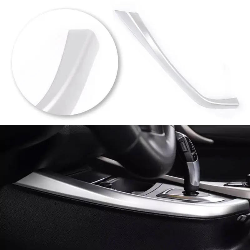 ABS Silver Decoration For BMW 1 2 Series F20 F21 F22 F23 2012-2018 Car Center Control Gear Shift Panel Side L Shape Strip Trim