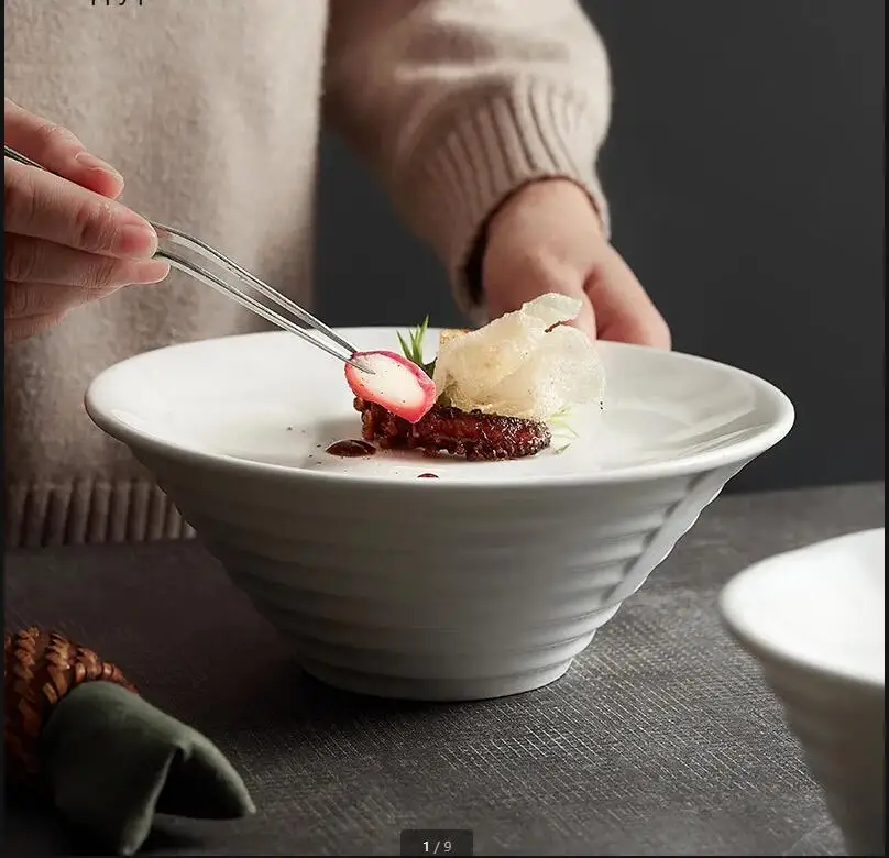 

Ceramic Thick Dinner Plate Sashimi Sushi Serving Plates Dessert Bowl Restaurant Tableware Fruit Dish Tray Dim Sum