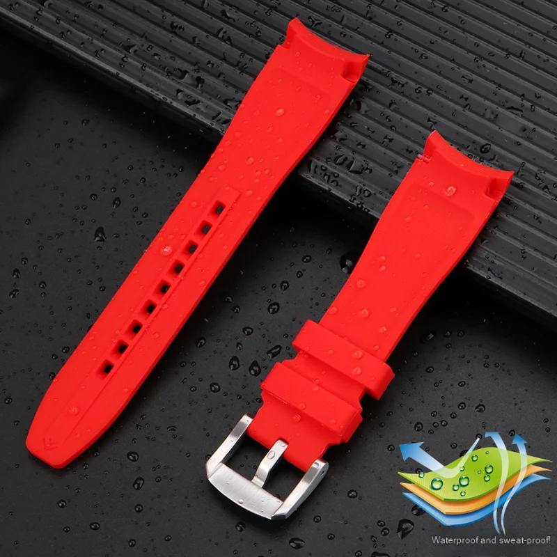 22mm curved rubber watch strap for Mido New Multiport TV Series M049.526 Watch Band Men's Soft Waterproof Wristband Bracelet