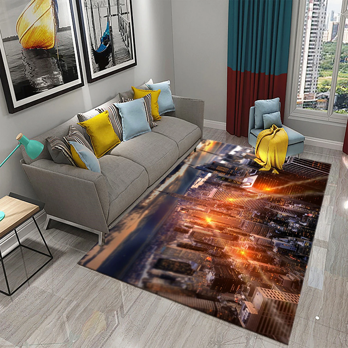 New York City Street View Carpet for Kitchen Bathroom Non-Slip Mat Balcony Child Kids Bedroom Living Room Decor Floor Area Mats