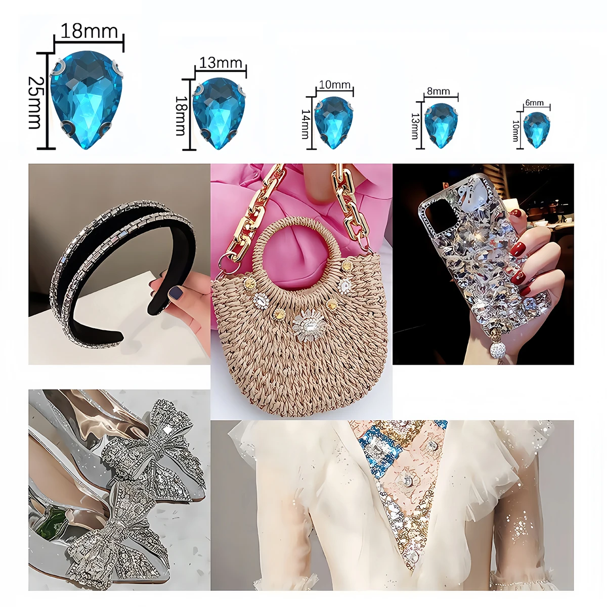 Water Drop Crystal Glass Rhinestones with Claw Marquise Sew On Teardrop Strass Diamond Metal Base for Clothes Garment Ornament - view 3