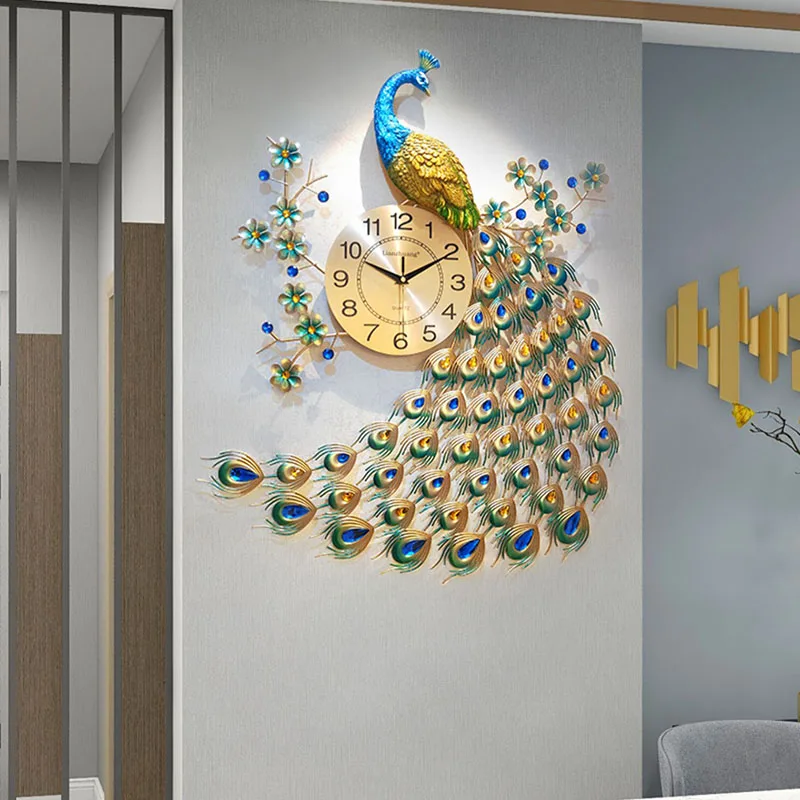 

Peacock Simple Clock Wall Creative Fashion Silent Design Wall Watch Modern Design Luxury Reloj De Pared Living Room Decoration