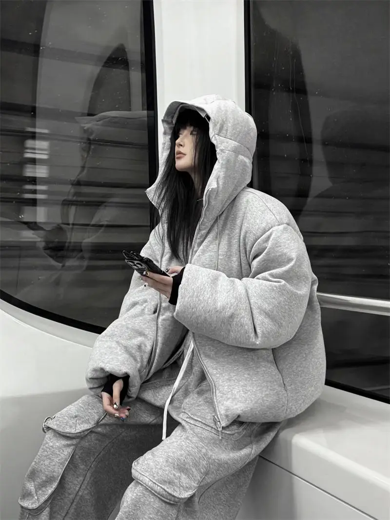 

Уличная куртка Street Sle American 90 с капюшоном, свободного кроя, модная зимняя, средней длины, белая, с наполнителем из перьев