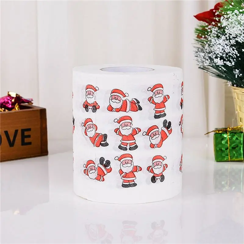 【LOVE】5 Styles Santa Claus Paper Roll Tissue Paper Towels Christmas Decorations Xmas Santa Office Room Toilet Paper 15 Roll