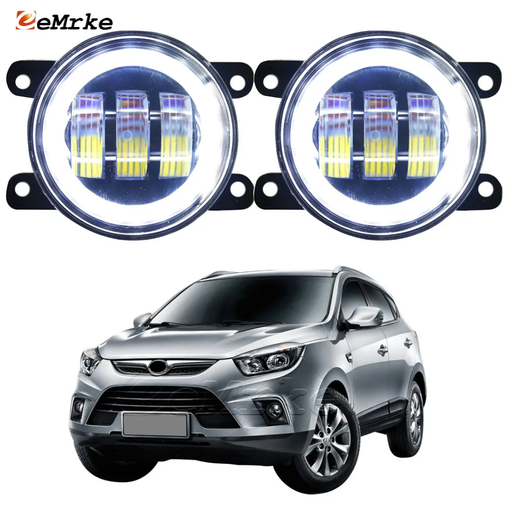 2x Car Led Fog Lights Assembly for JAC Heyue A30 iEV4 RS iEV6E JAC J4 M2 J6 S5 T6 Angel Eyes DRL Fog Lamp Lens Signal Lights