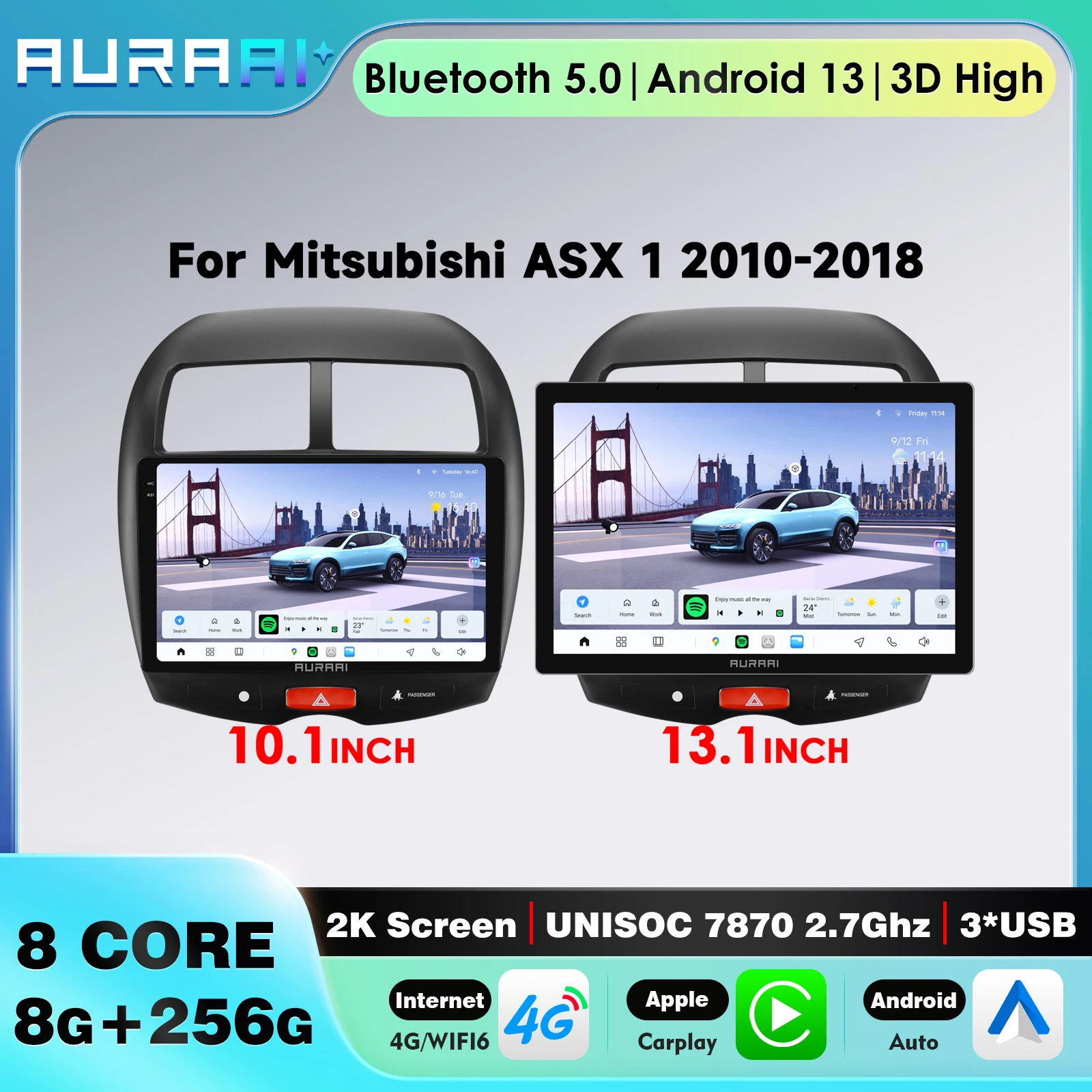2DIN Car Radio Android 13 Wireless Carplay GPS For Mitsubishi ASX 1 Android Auto Multimedia 4G Car Intelligent Systems RDS ADAS
