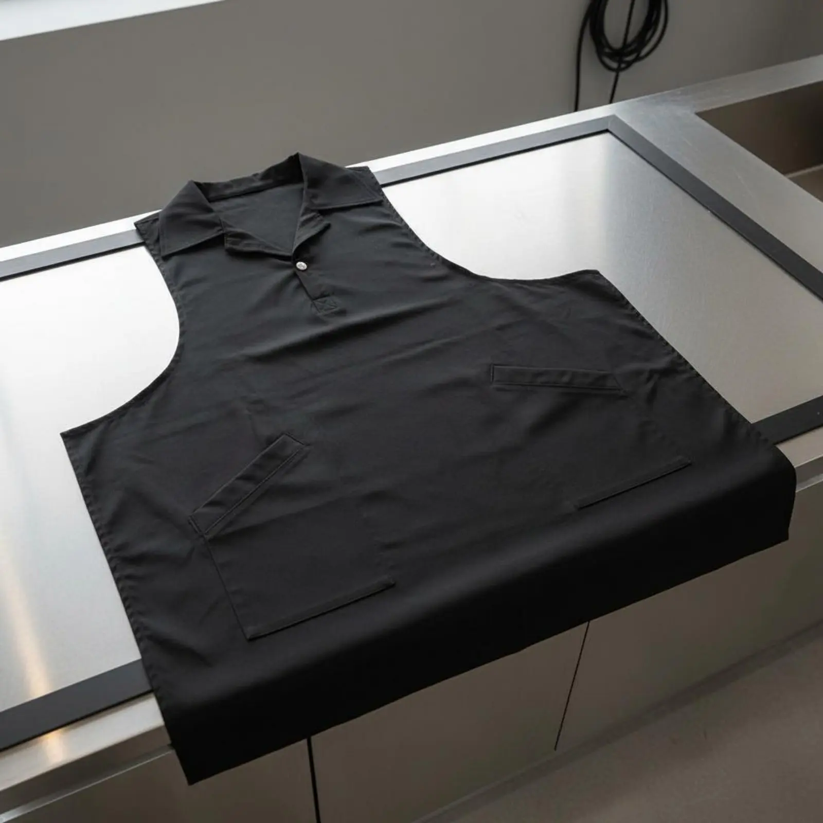 Collared Stylist Apron Breathable Hairdressing Work Smock Sleeveless Groomer Vest Shirt Collar Design Grooming Apron With