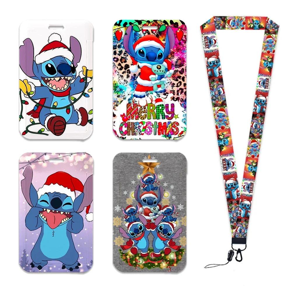 Christmas Disney Stitch Lilo Keychains Lanyard Rope For Keys Id Card Employee Card Badge Holders Student Id Card Lanyard Set