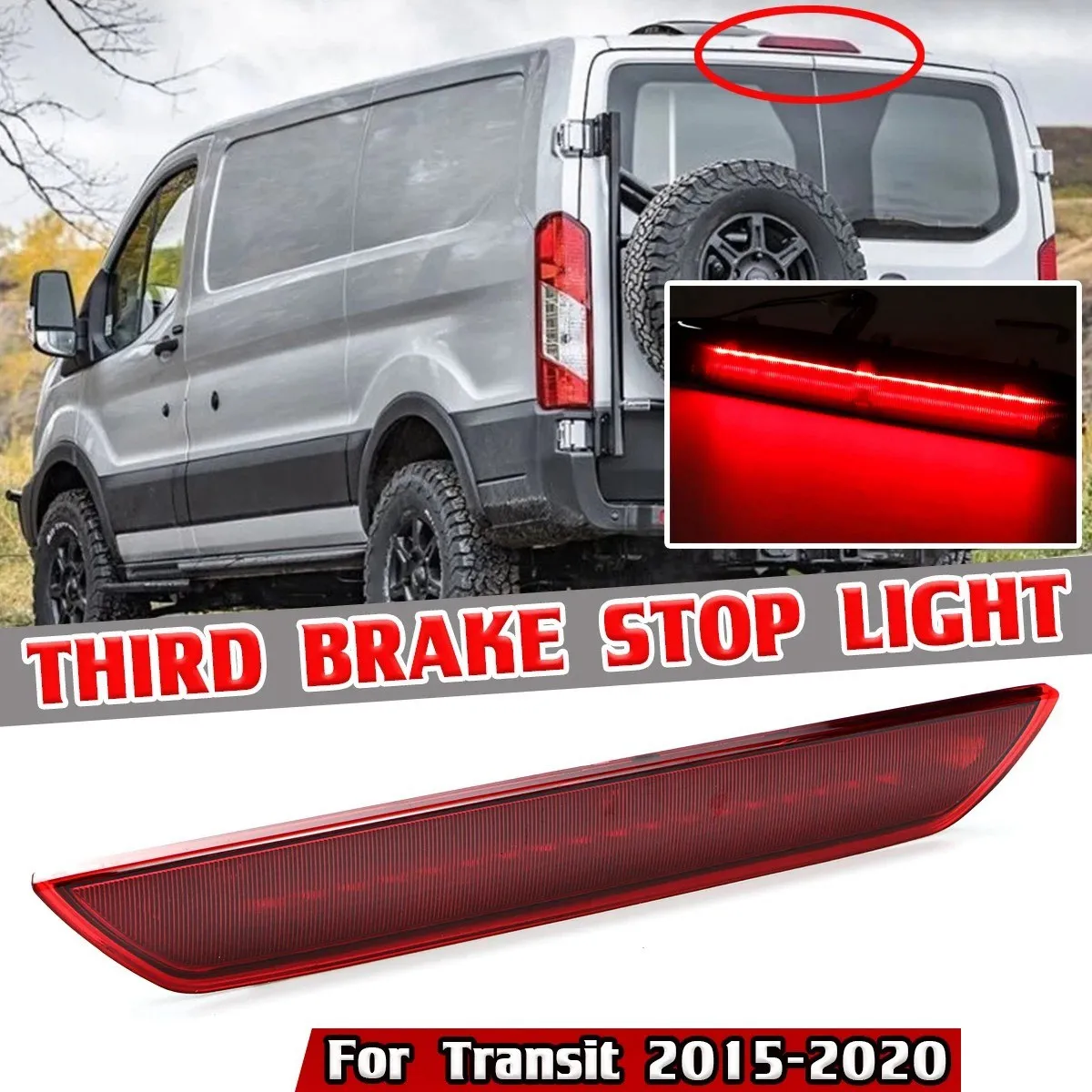 Red Car 3Rd Rear Third Brake Light Lamp Stop Light High Mount Lamp for Ford Transit 2015-2020 BK3Z13466A BK3Z13466C