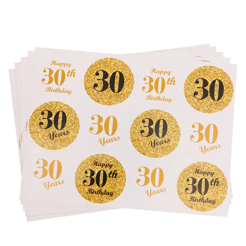 1 Beutel Gold, Durchmesser 4 cm, „Cheers“-Aufkleber zum 30., 40., 50., 60. Geburtstag, Papieraufkleber, Happy Birthday Party Siegelaufkleber, Geschenkaufkleber, Dekoration zum Jubiläum – Detail 2