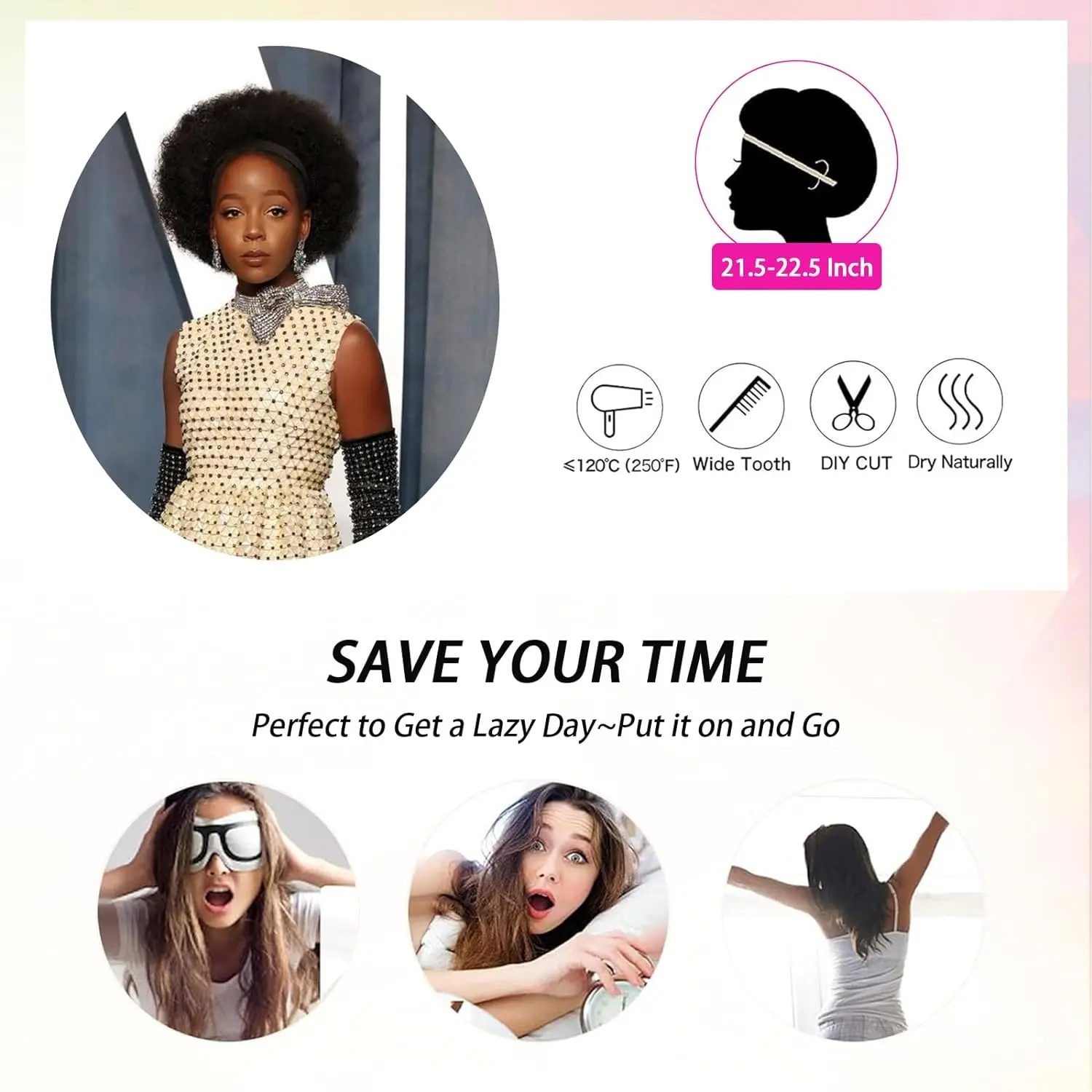 باروكات صناعية بعصابة رأس أفرو للنساء ذوات البشرة السمراء، باروكات شعر أفرو منتفخة مقاس 8 بوصات للاستخدام اليومي في الحفلات #2