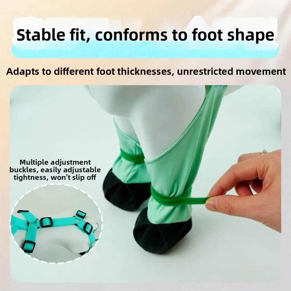 Practical Waterproof Dog Rain Boots Adjustable Breathable Dog Suspender Boots Rubber Sole Dirty-Proof Anti-Slip Dog Shoes Snow