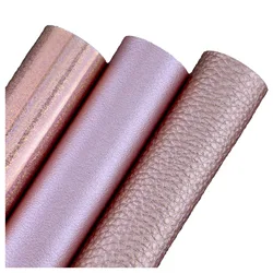 30x134cm Roll Rose Gold Smooth Faux Synthetic Artificia Litchi Lychee Leather Fabric For Bows Earring Handbags Decoration HM006