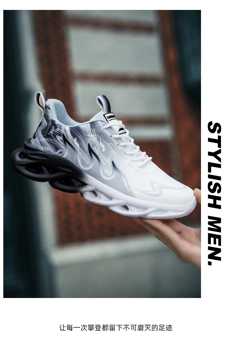 Atmungsaktive Laufschuhe für Herren, modische Sneaker mit Farbverlauf und spezieller Sohle, leichte, stoßdämpfende Sportschuhe mit Schnürung. – Detail 26