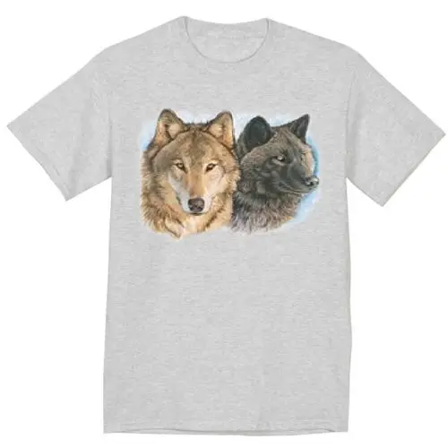 Two Wolves Wolf T-shirt Mens Graphic Tee Clothing Apparel