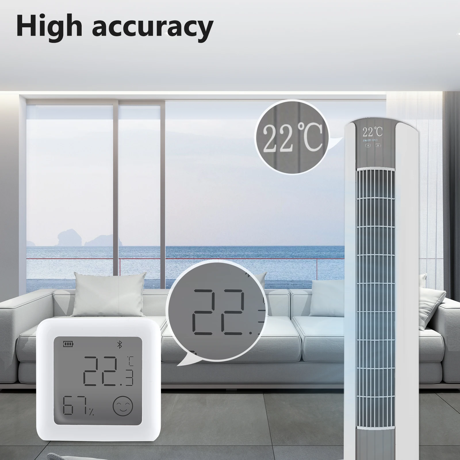 MOES Tuya Bluetooth Smart Temperature Humidity Sensor LCD Indoor Hygrometer Thermomter APP Remote Control Voice Control Google