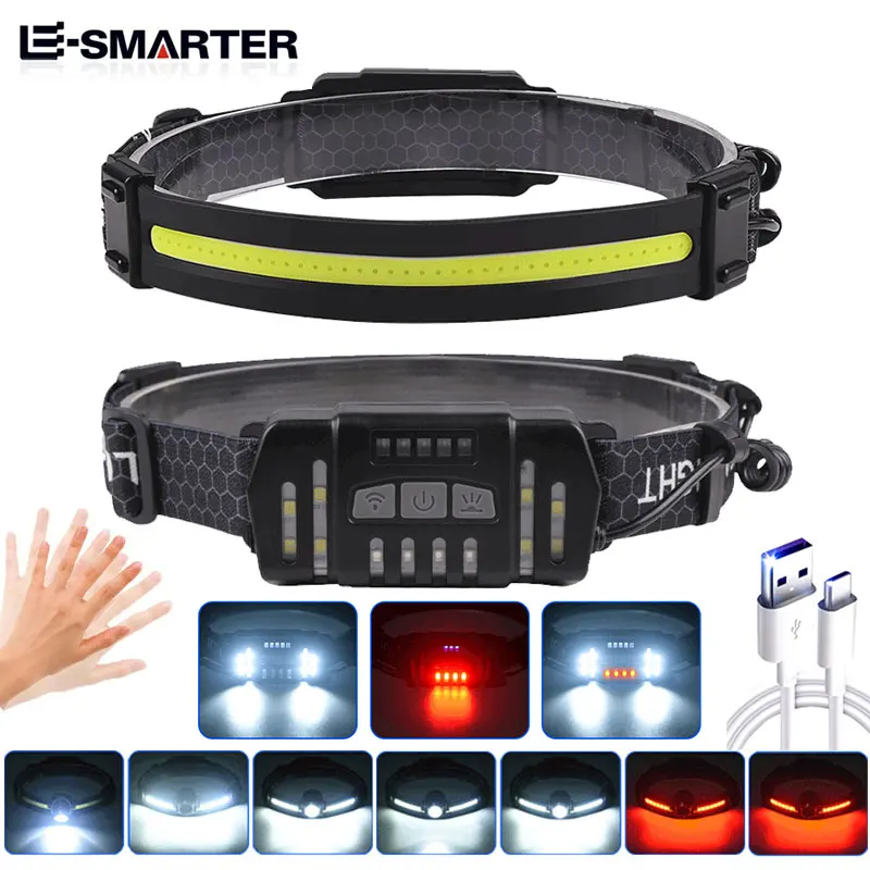 LED Induction Headlights Telescopic Zoomable Head Flashlight 10 Lighting Modes Outdoor Waterproof Camping Fishing Headlamp K668