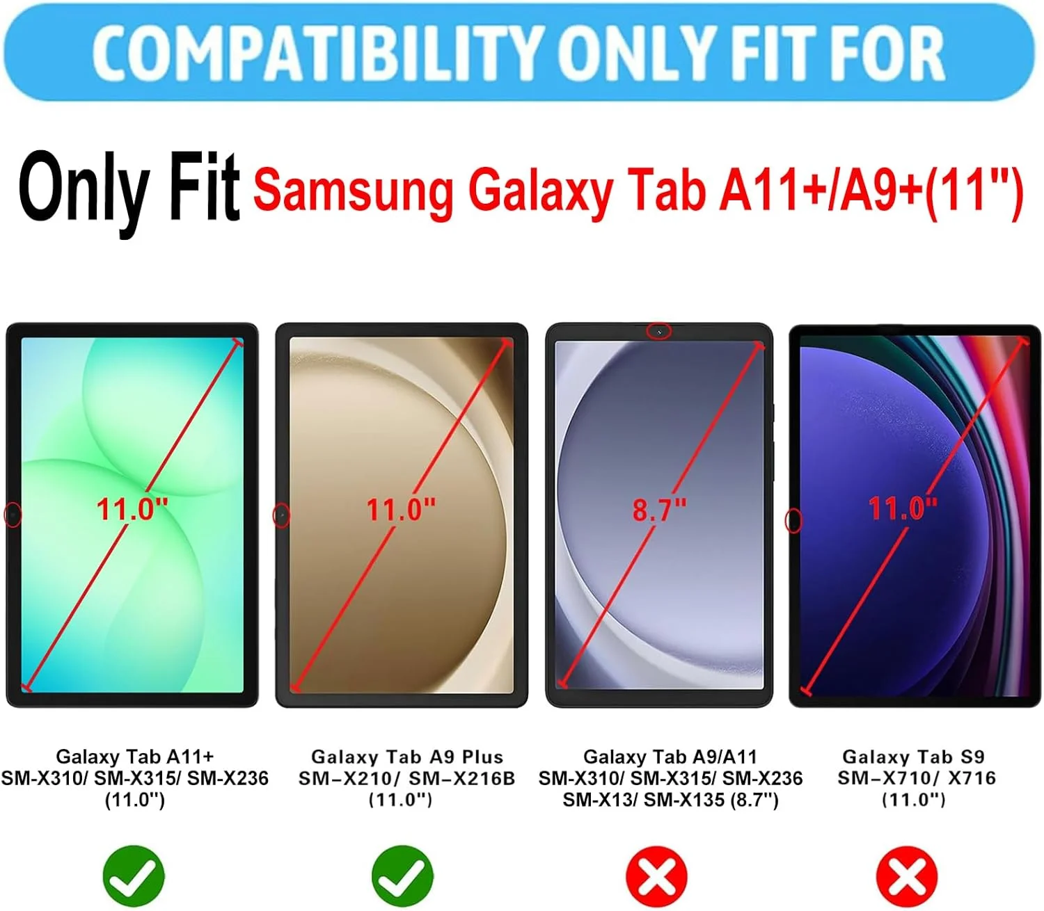Case for Samsung Galaxy Tab A11 Plus / A9 Plus (11 Inch) Anti-Fall Shockproof Stand Hand-Held Cover for Galaxy Tab A9+ A11+ 11