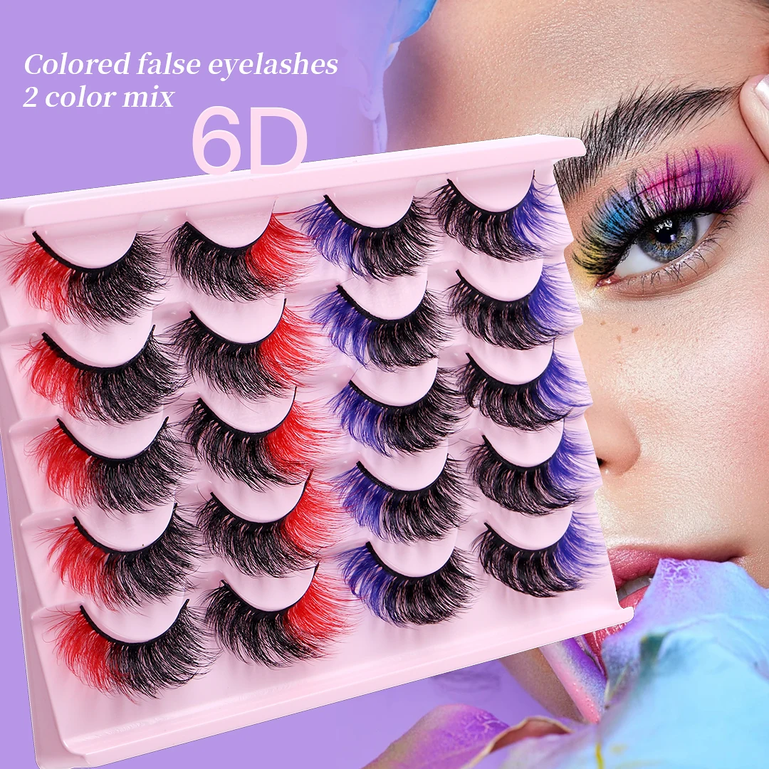 New 10 Pairs Of Colorful 8D Curly Natural False Eyelashes Makeup Stage Extensions Eyelashes Hot Selling