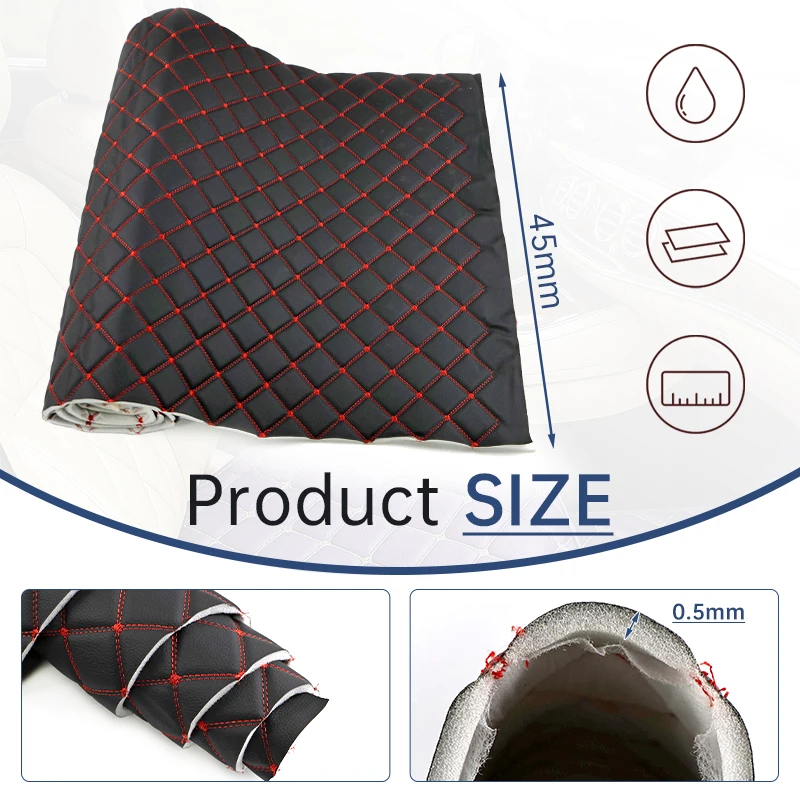 

45*160cm Synthetic Leather Fabric for Sewing Car Floor Mat Seat Faux PVC Trim Background Wall Door Decor Cloth DIY Material