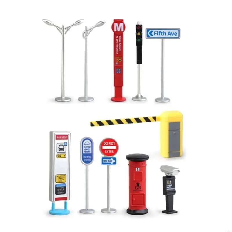 G2TE ROAD Playset Lightsmodel Dollhouses Playset Signpost