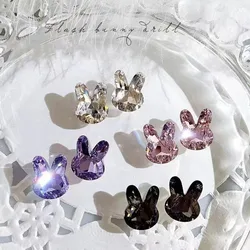 Crystal Rabbit Head Nail Art Rhinestone Pointed Bottom 3D Shiny Glitter Glass Jewelry Cute Manicure DIY Decoration Accessories