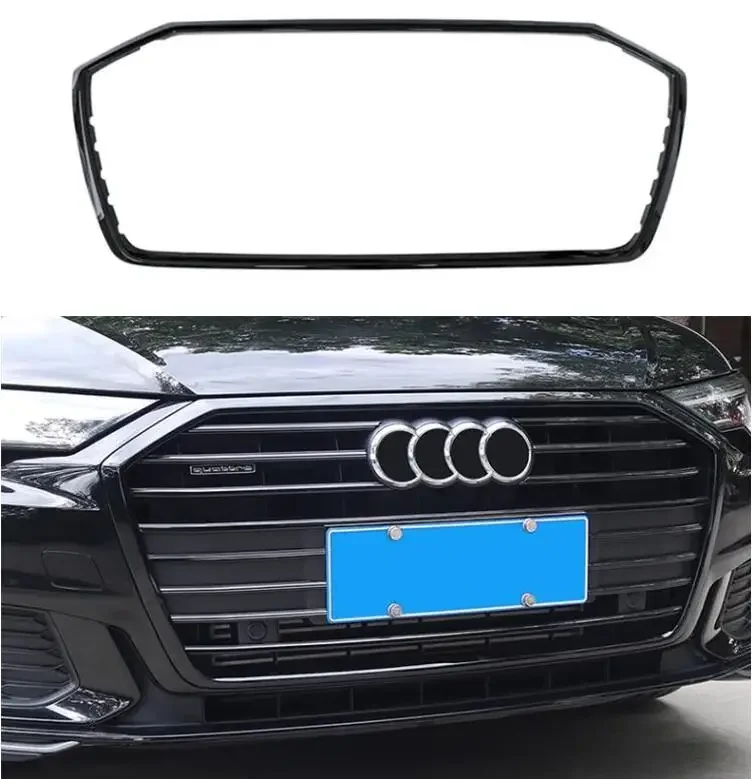 

ABS черный для Audi A6 C8 2019 2020 2021 2022 Передний бампер вокруг сетки, решетки, накладки, фартуки, противотуманные фары, вентиляционная крышка