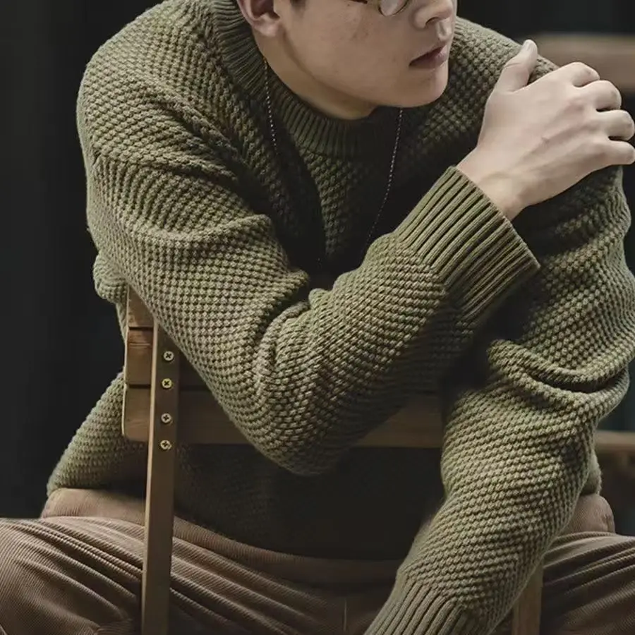 Cashmere sweater padded round neck with leisure lazy sweater for men in autumn and winter.