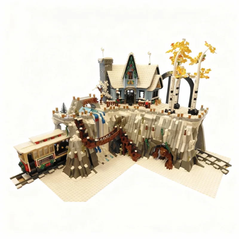 ชุดตัวต่อ MOC 1563 ชิ้น โมเดลอุโมงค์มุมมองฤดูหนาวคริสต์มาส ของเล่นตัวต่อ ของขวัญคริสต์มาส บล็อกสร้างสรรค์ แนวคิดการสร้าง ของเล่นเสริมพัฒนาการ