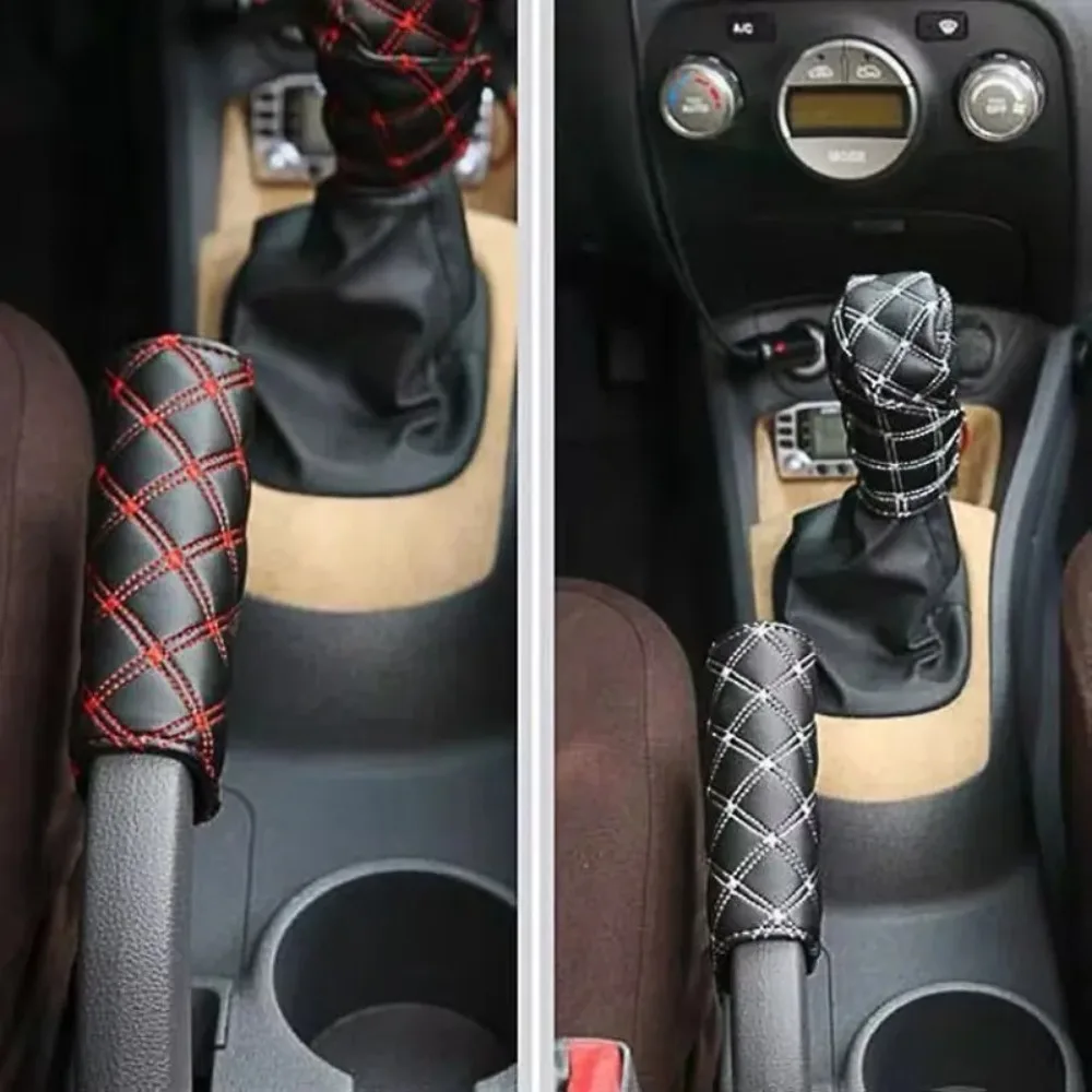2Pcs Car Shift Handle Cover Handbrake Protective Universal Non-Slip Durable Adjustable Shift Knob Cover Auto Accessories New